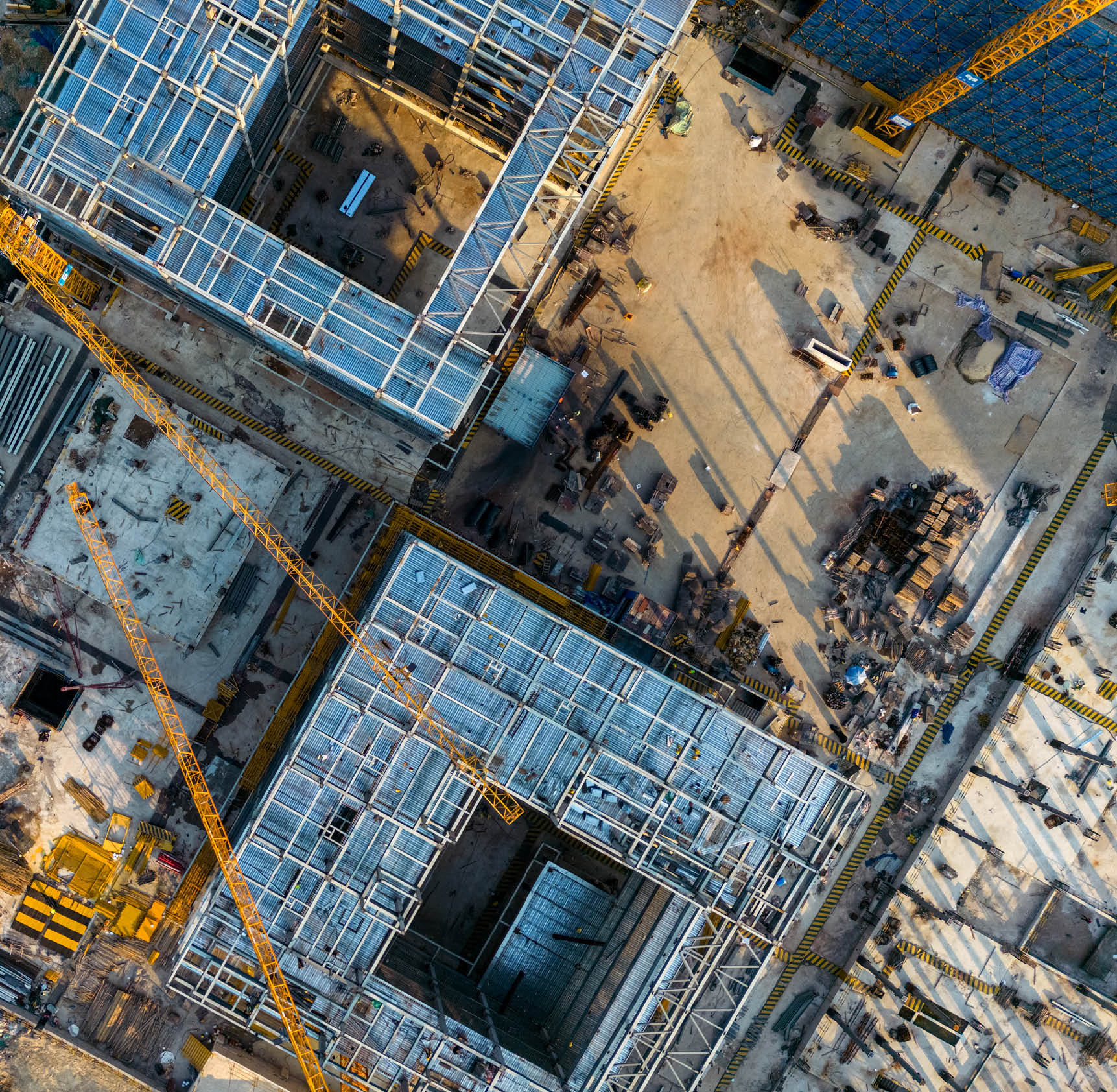 Aerial view of a large construction site